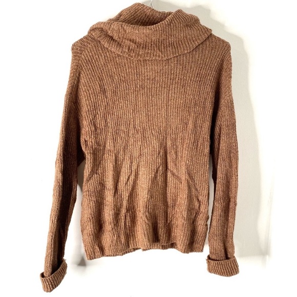 Jessica Simpson Ribbed Neutral Brown Knit Button Turtleneck Sweater NWT - Picture 4 of 7